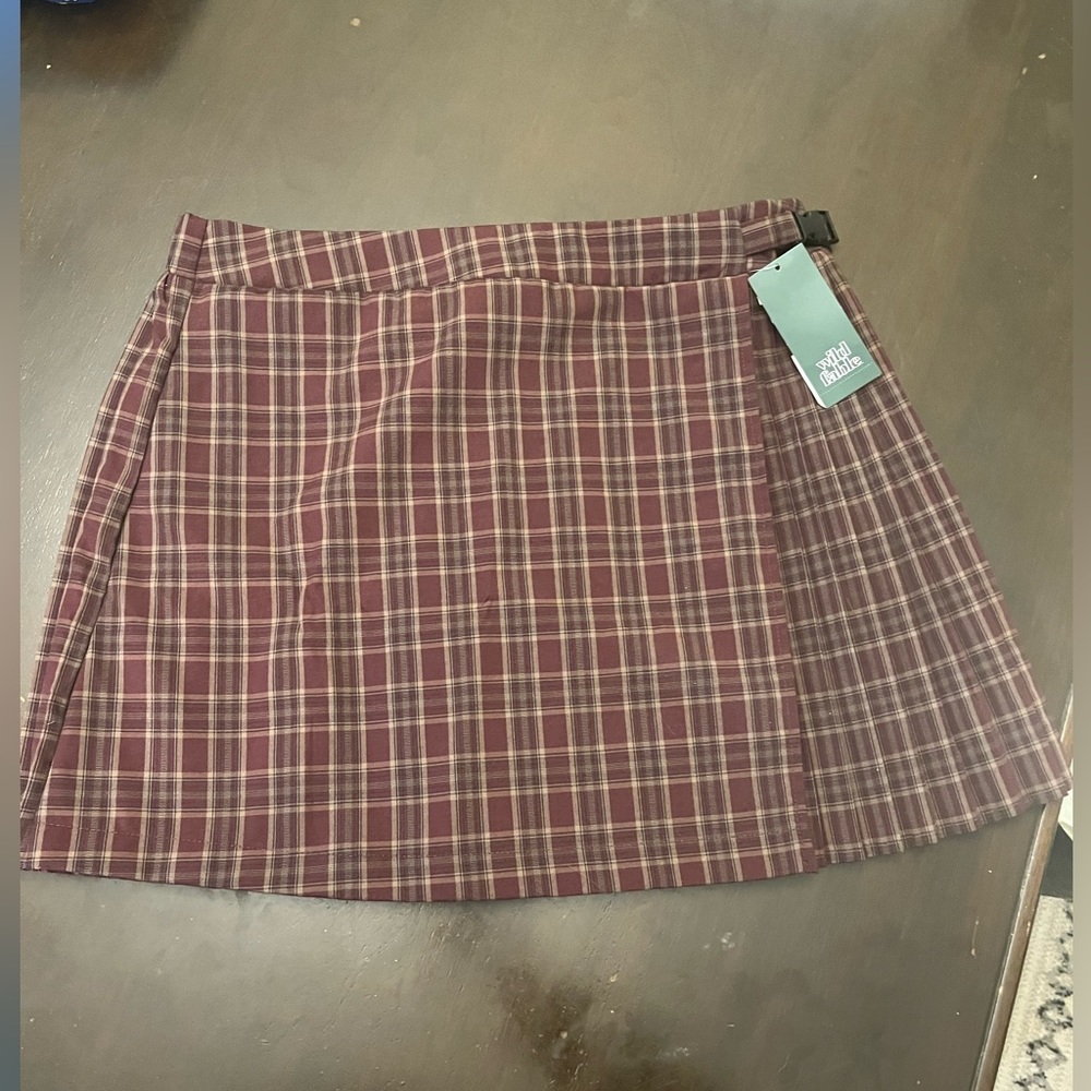 Burgundy Pleated Skirt